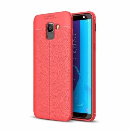 Чехол-накладка Litchi Grain для Samsung Galaxy J6 (2018) (красный)