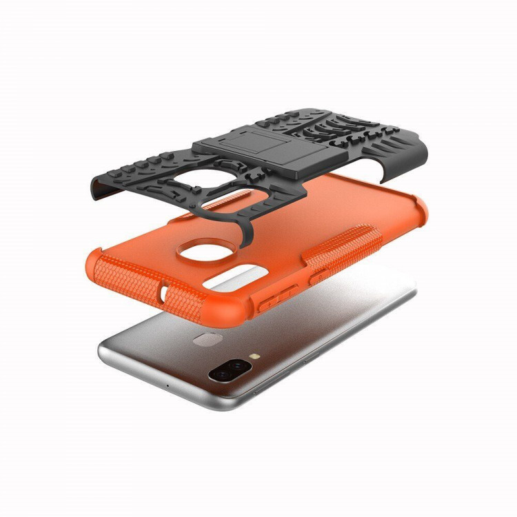 Чехол Hybrid Armor для Samsung Galaxy A40 (черный + оранжевый)
