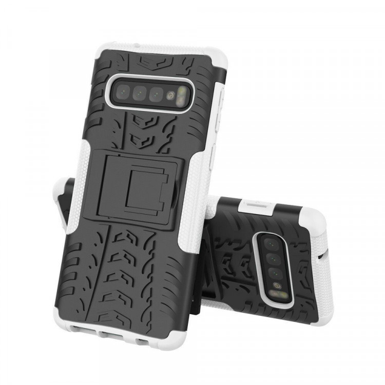 Чехол Hybrid Armor для Samsung Galaxy S10+ (Plus) (черный + белый)