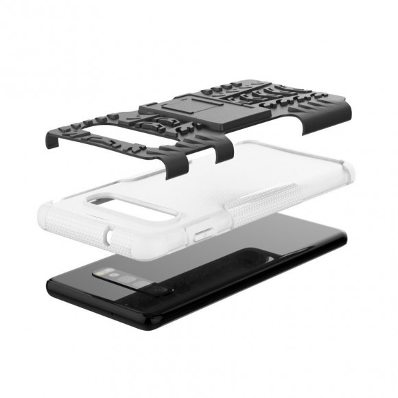 Чехол Hybrid Armor для Samsung Galaxy S10+ (Plus) (черный + белый)