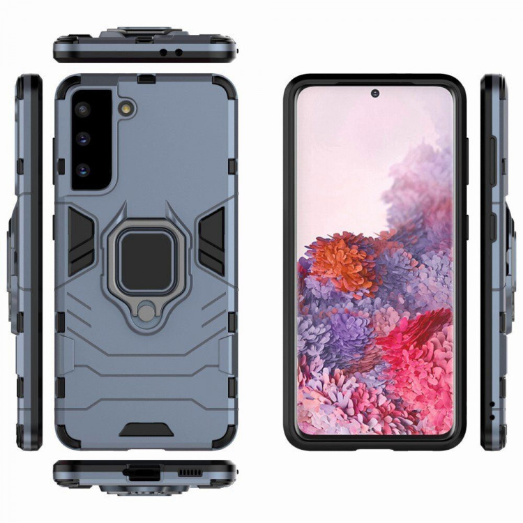 Чехол Armor Ring Holder для Samsung Galaxy S21+ (Plus) (темно-синий)