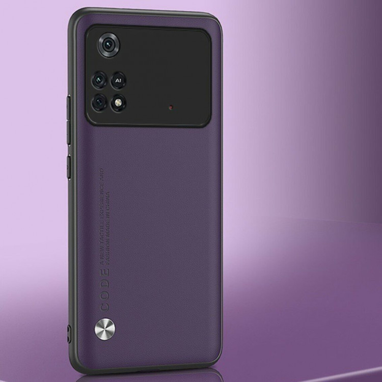 Чехол из искусственной кожи для Xiaomi Poco M4 Pro 4G (темно-фиолетовый)