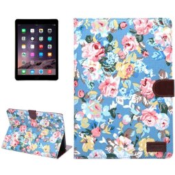 Чехол (Цветы- Пионы) для iPad Air 2 (голубой)