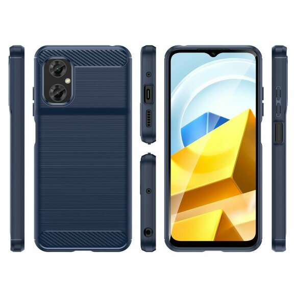 Чехол-накладка Carbon Fibre для Xiaomi Poco M5 4G (темно-синий) Чехол-накладка Carbon Fibre для Xiaomi Poco M5 4G (темно-синий)