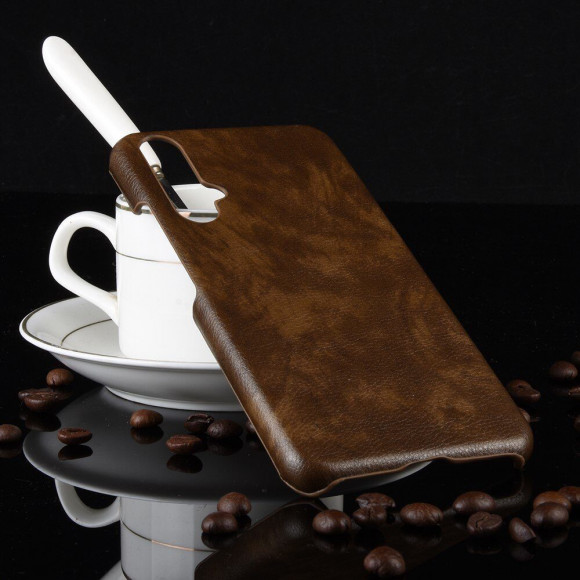 Кожаная накладка-чехол для Huawei nova 5T / Honor 20 (коричневый)