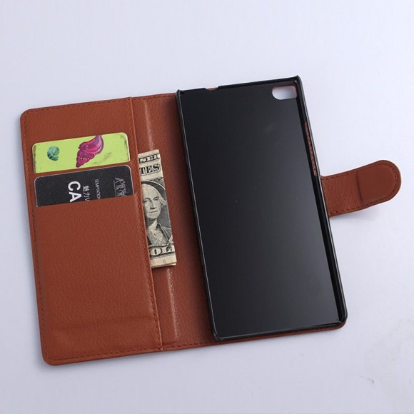 Чехол с визитницей для Huawei P8 (коричневый)