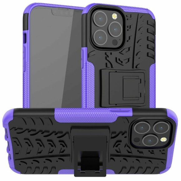 Чехол Hybrid Armor для iPhone 13 Pro Max (черный + фиолетовый)