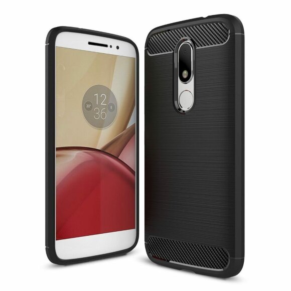 Чехол-накладка Carbon Fibre для Motorola Moto M (черный)