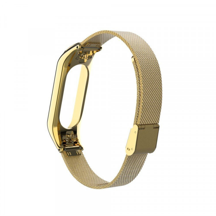 Сетчатый браслет с застежкой для Xiaomi Mi Band 3 (золотой)