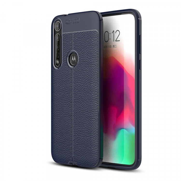 Чехол-накладка Litchi Grain для Motorola Moto G8 Plus (темно-синий)