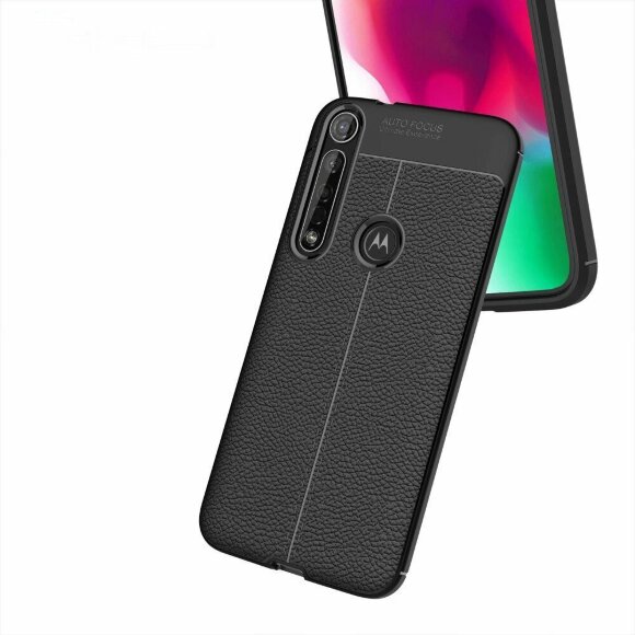 Чехол-накладка Litchi Grain для Motorola Moto G8 Plus (темно-синий)