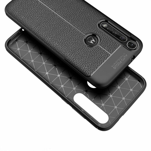 Чехол-накладка Litchi Grain для Motorola Moto G8 Plus (темно-синий)