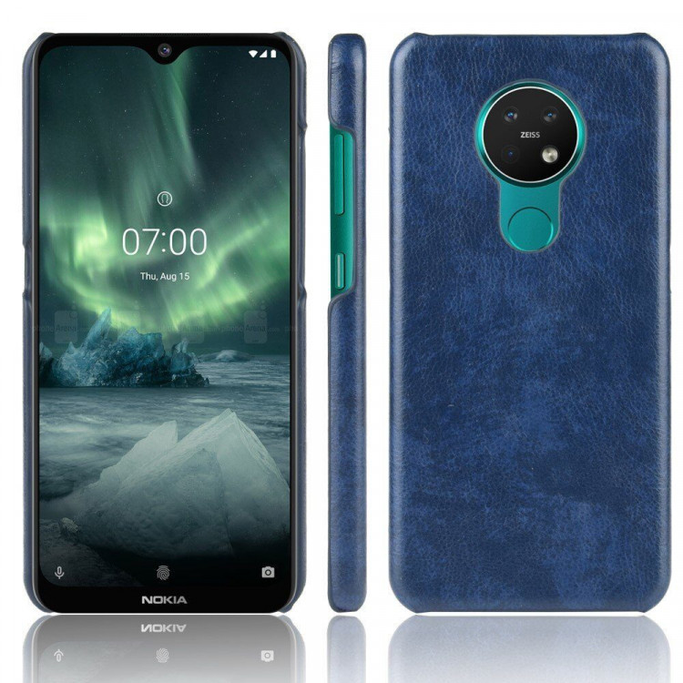 Кожаная накладка-чехол для Nokia 7.2 / Nokia 6.2 (синий)