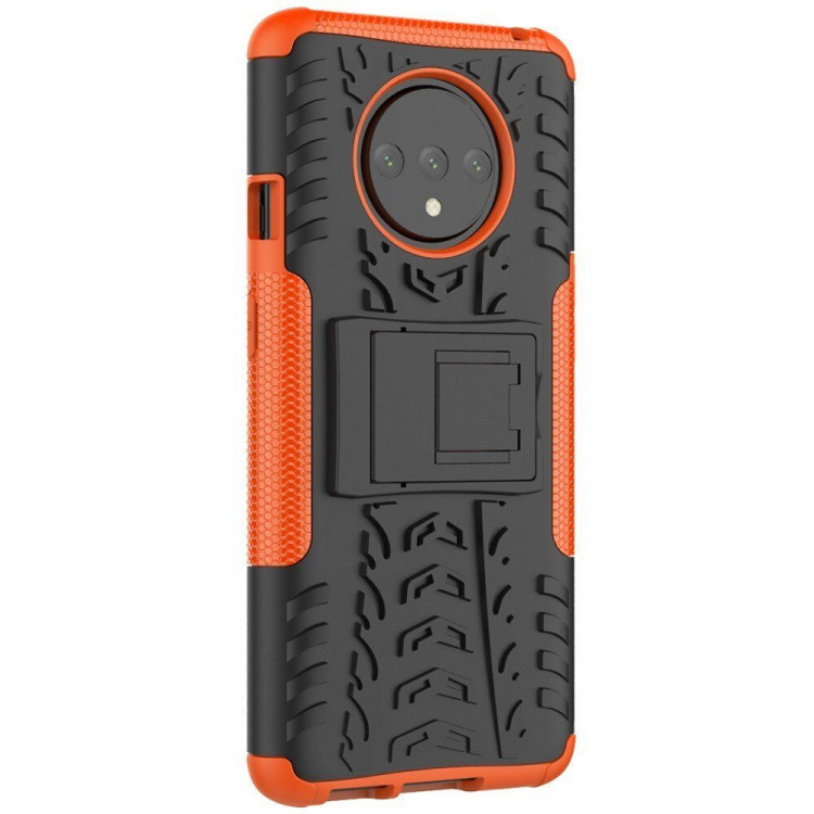 Чехол Hybrid Armor для OnePlus 7T (черный + оранжевый)
