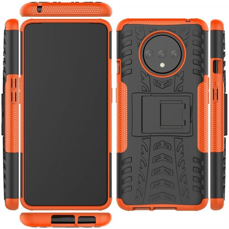 Чехол Hybrid Armor для OnePlus 7T (черный + оранжевый)