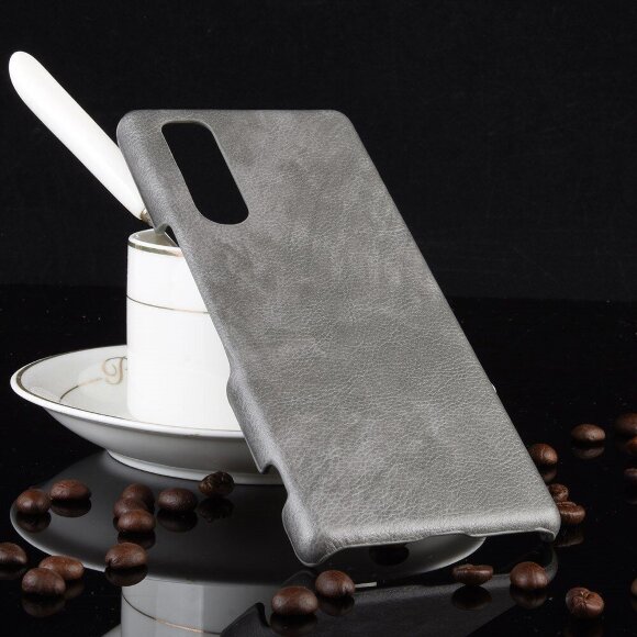 Кожаная накладка-чехол для Sony Xperia 5 (серый) Кожаная накладка-чехол для Sony Xperia 5 (серый)