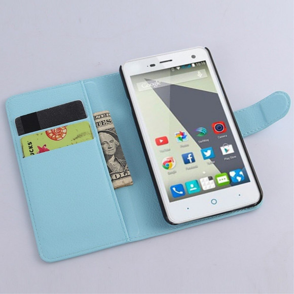 Чехол с визитницей для ZTE Blade L3 (голубой)