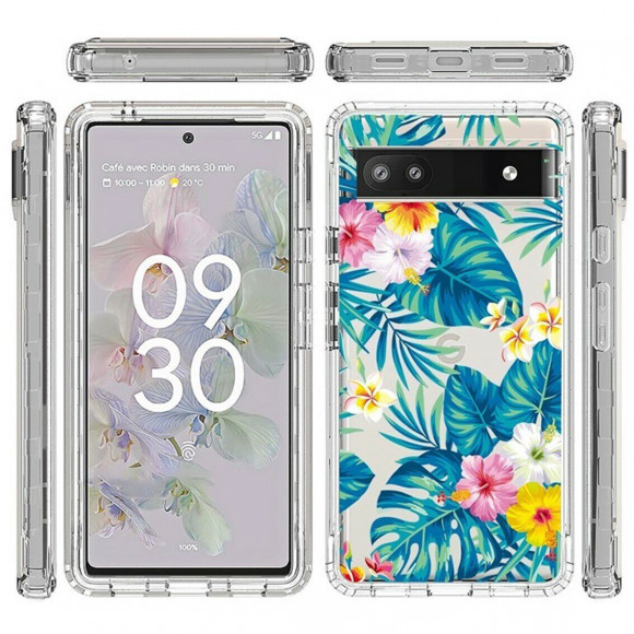 Чехол Flower Pattern для Google Pixel 6a (Plantain Leaf) Чехол Flower Pattern для Google Pixel 6a (Plantain Leaf)
