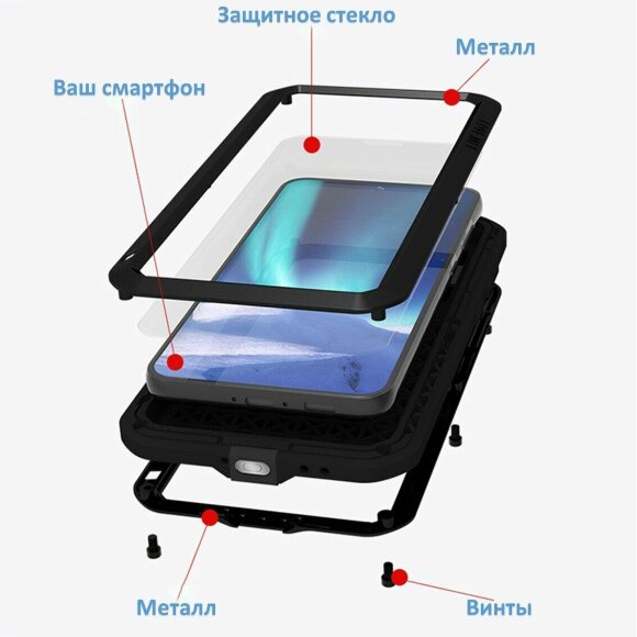 Гибридный чехол LOVE MEI для Samsung Galaxy S23 (красный)