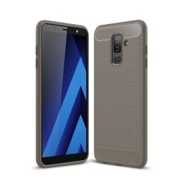 Чехол-накладка Carbon Fibre для Samsung Galaxy A6+ (Plus) (серый)