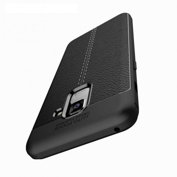 Чехол-накладка Litchi Grain для Samsung Galaxy A8 (2018) (черный)