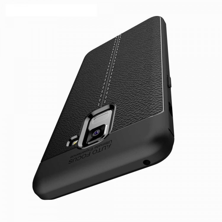 Чехол-накладка Litchi Grain для Samsung Galaxy A8 (2018) (черный)