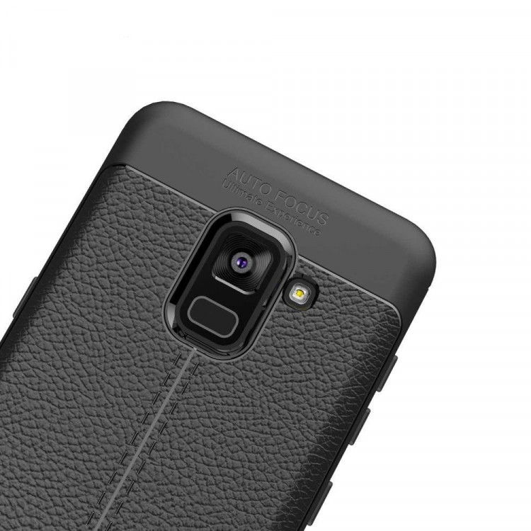 Чехол-накладка Litchi Grain для Samsung Galaxy A8 (2018) (черный)