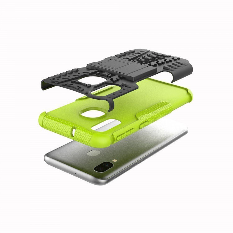 Чехол Hybrid Armor для Samsung Galaxy A40 (черный + зеленый)
