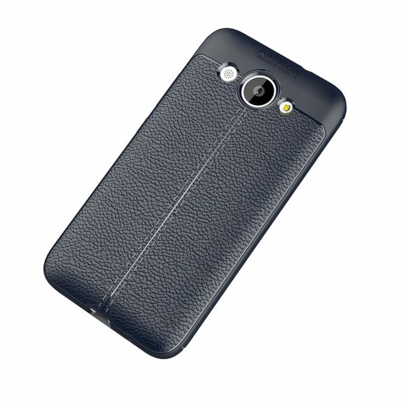 Чехол-накладка Litchi Grain для Huawei Y3 2017 (темно-синий)