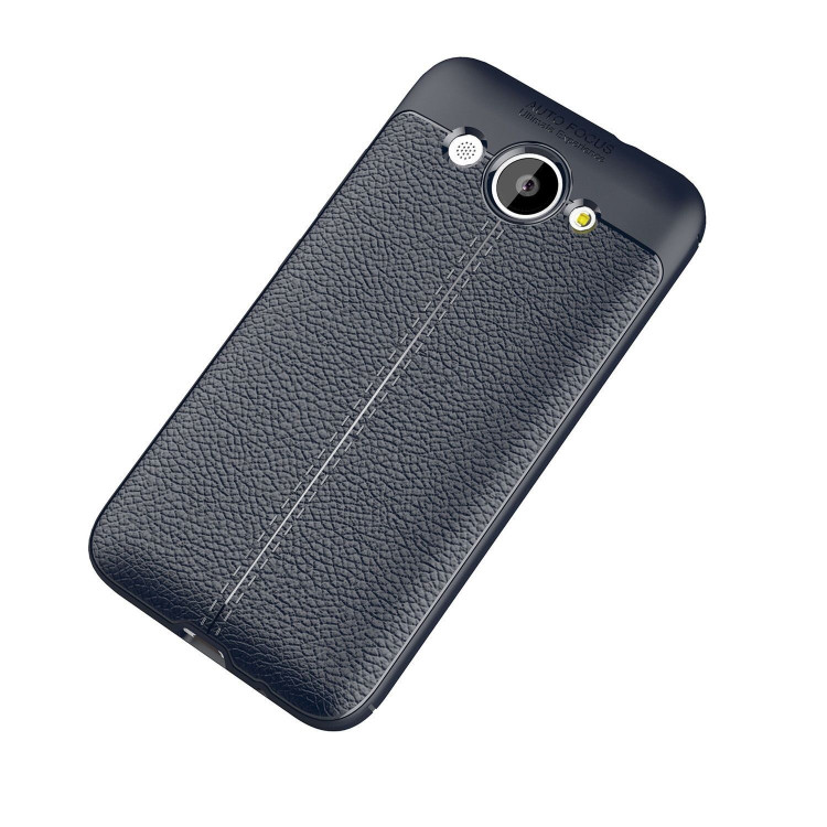 Чехол-накладка Litchi Grain для Huawei Y3 2017 (темно-синий)