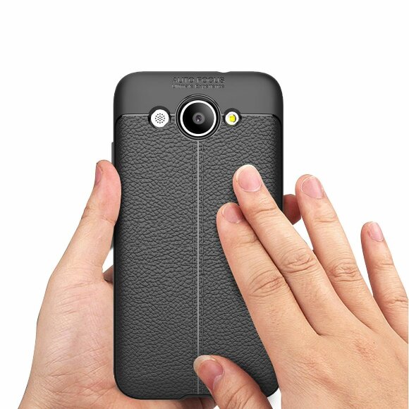 Чехол-накладка Litchi Grain для Huawei Y3 2017 (темно-синий)