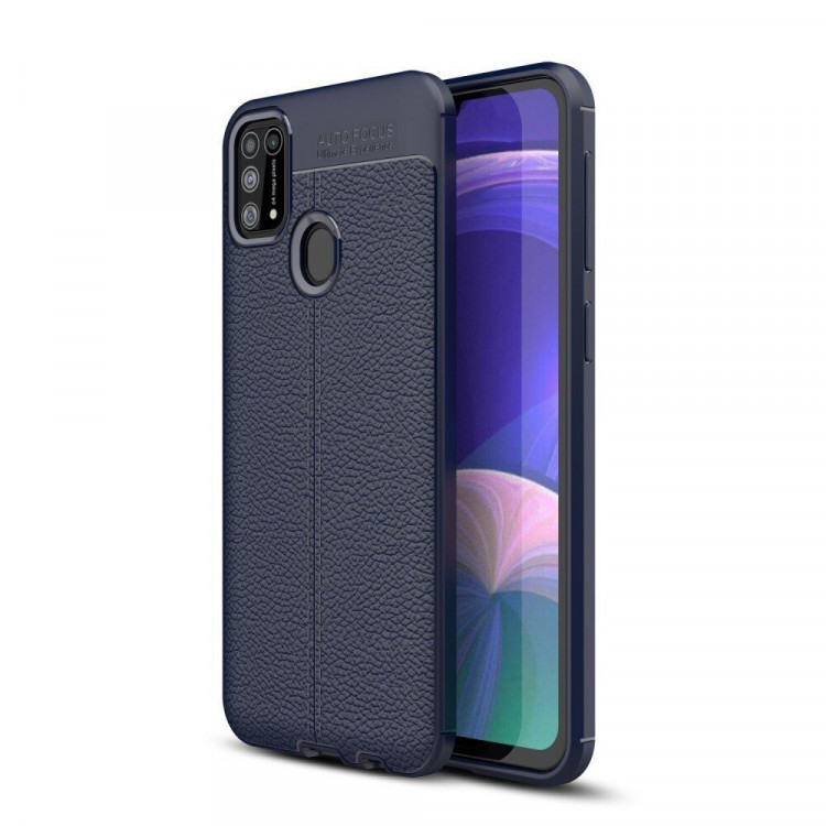 Чехол-накладка Litchi Grain для Samsung Galaxy M31 (темно-синий)