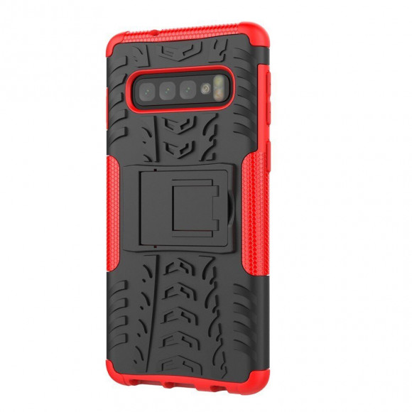 Чехол Hybrid Armor для Samsung Galaxy S10+ (Plus) (черный + красный)