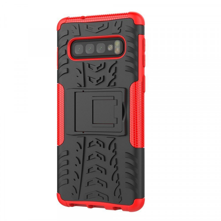 Чехол Hybrid Armor для Samsung Galaxy S10+ (Plus) (черный + красный)