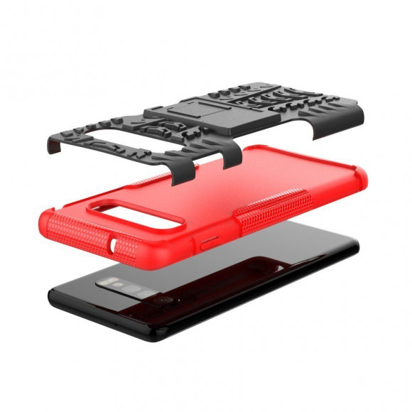 Чехол Hybrid Armor для Samsung Galaxy S10+ (Plus) (черный + красный)