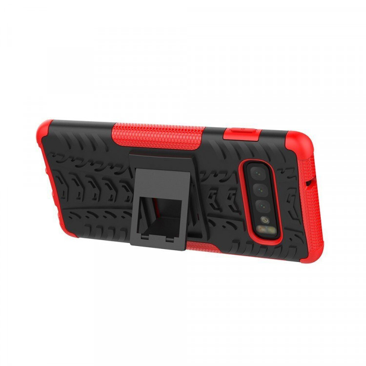 Чехол Hybrid Armor для Samsung Galaxy S10+ (Plus) (черный + красный)