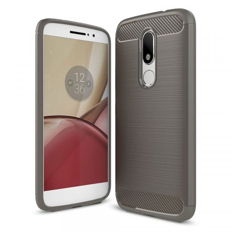 Чехол-накладка Carbon Fibre для Motorola Moto M (серый)