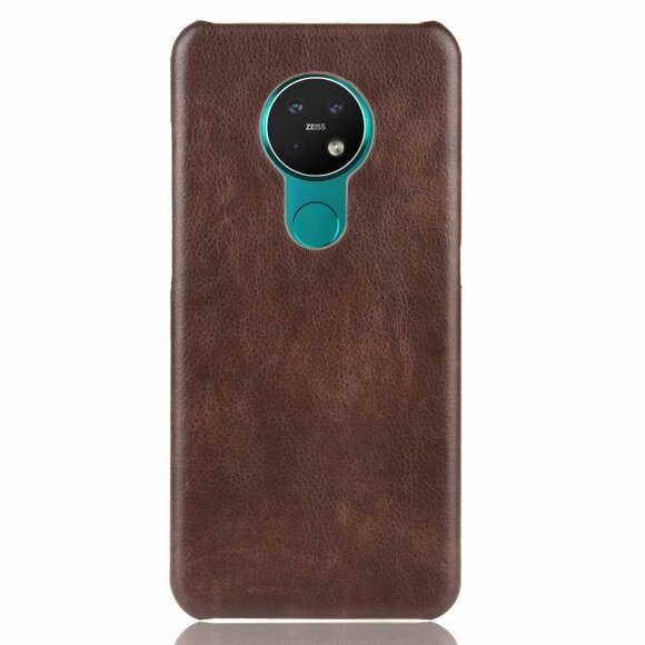 Кожаная накладка-чехол для Nokia 7.2 / Nokia 6.2 (коричневый)