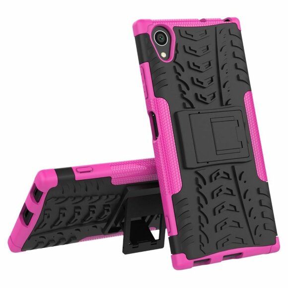 Чехол Hybrid Armor для Sony Xperia XA1 Plus (черный + розовый)