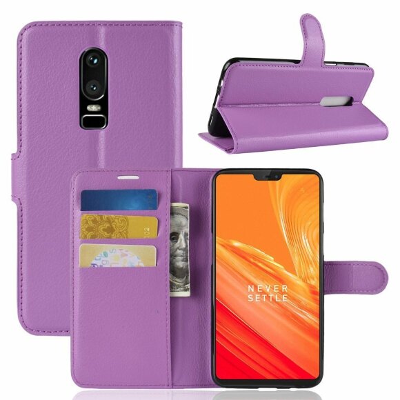 Чехол с визитницей для OnePlus 6 (фиолетовый)