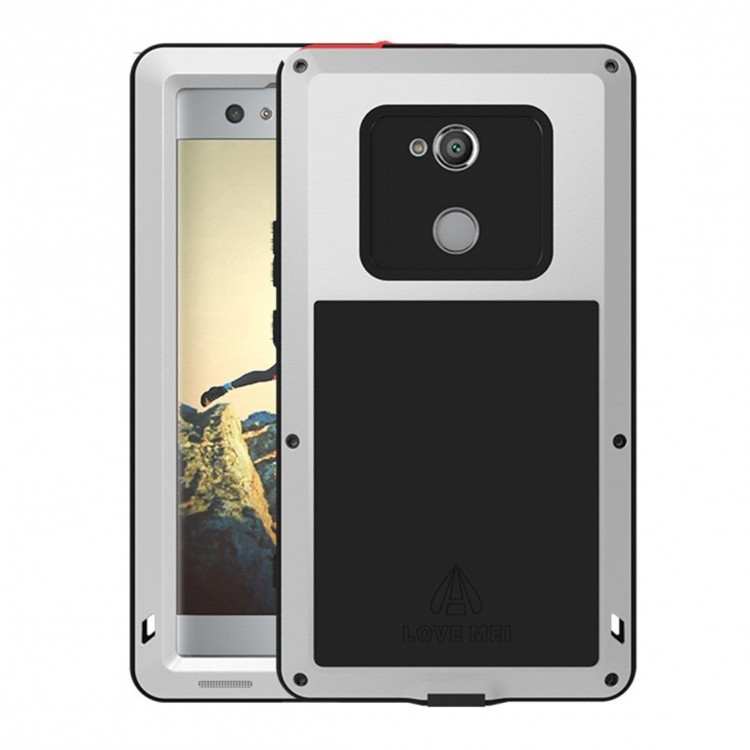 Гибридный чехол LOVE MEI для Sony Xperia XA2 (серебряный)