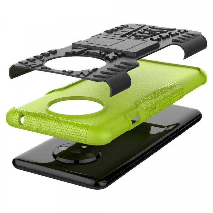 Чехол Hybrid Armor для OnePlus 7T (черный + зеленый)