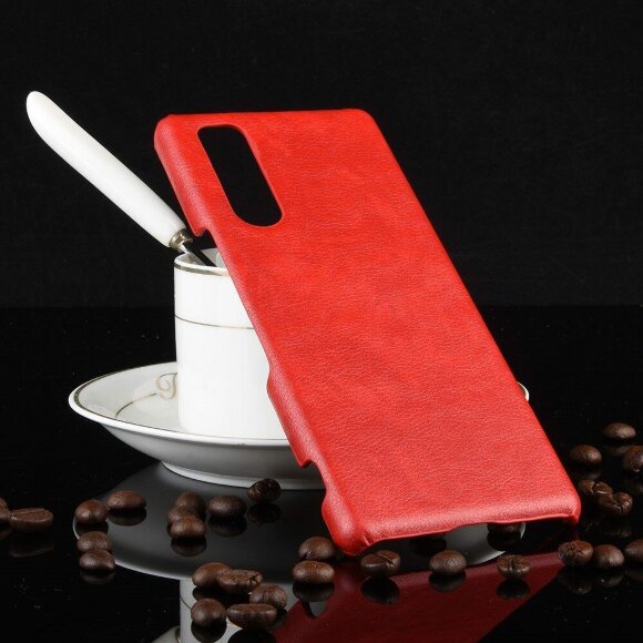 Кожаная накладка-чехол для Sony Xperia 5 (красный)