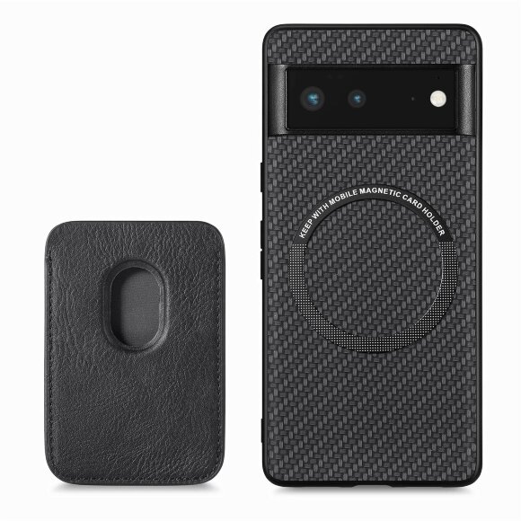 Чехол с магнитным держателем карт для Google Pixel 6 Pro (черный) Чехол с магнитным держателем карт для Google Pixel 6 Pro (черный)