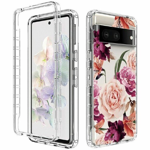 Чехол Flower Pattern для Google Pixel 6a (Purple and Pink Flower)