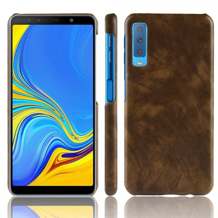 Чехол Litchi Texture для Samsung Galaxy A7 (2018) (коричневый)