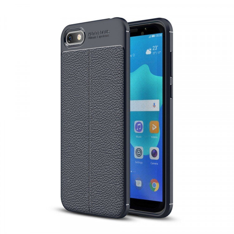 Чехол-накладка Litchi Grain для Huawei Y5 Prime (2018) / Y5 lite (2018) / Huawei Honor 7A (DUA-L22) Российская версия (темно-синий)