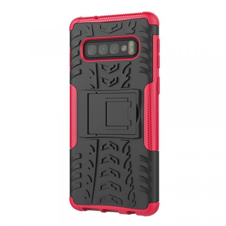 Чехол Hybrid Armor для Samsung Galaxy S10+ (Plus) (черный + розовый)