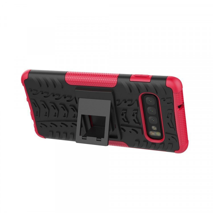 Чехол Hybrid Armor для Samsung Galaxy S10+ (Plus) (черный + розовый)