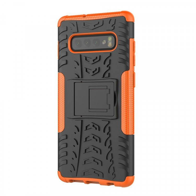 Чехол Hybrid Armor для Samsung Galaxy S10 (черный + оранжевый)